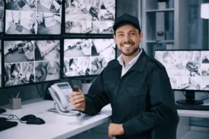 Sorvegliante nel suo ufficio